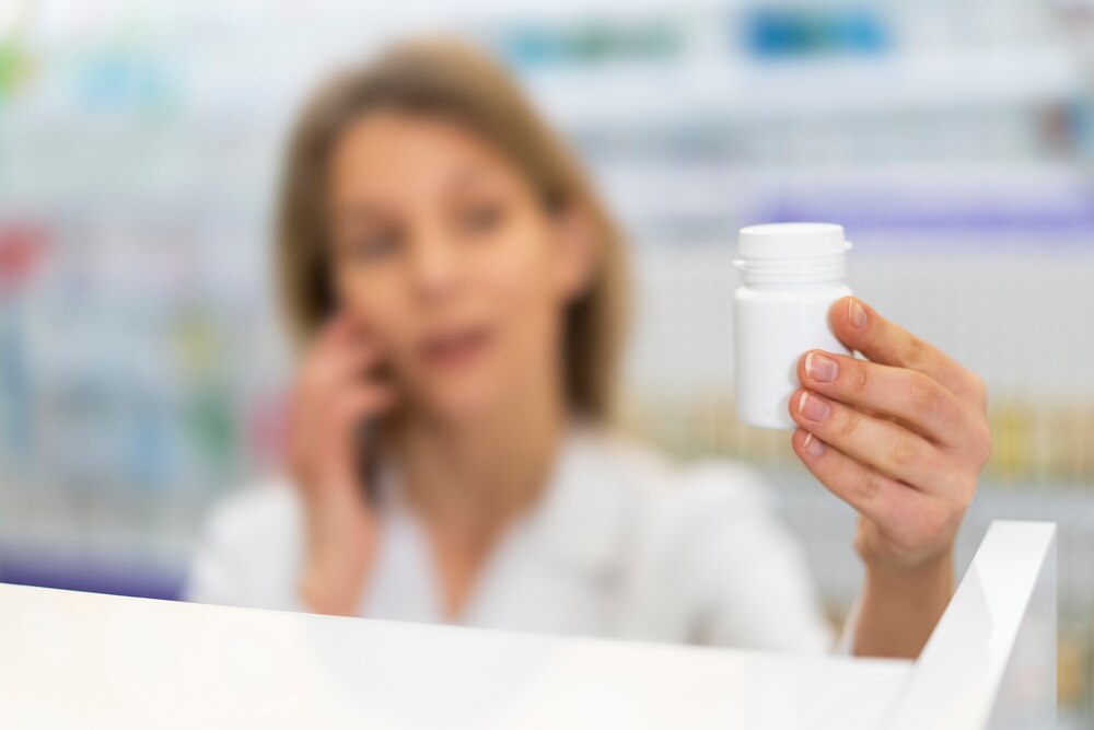 Medium shot  pharmacist working